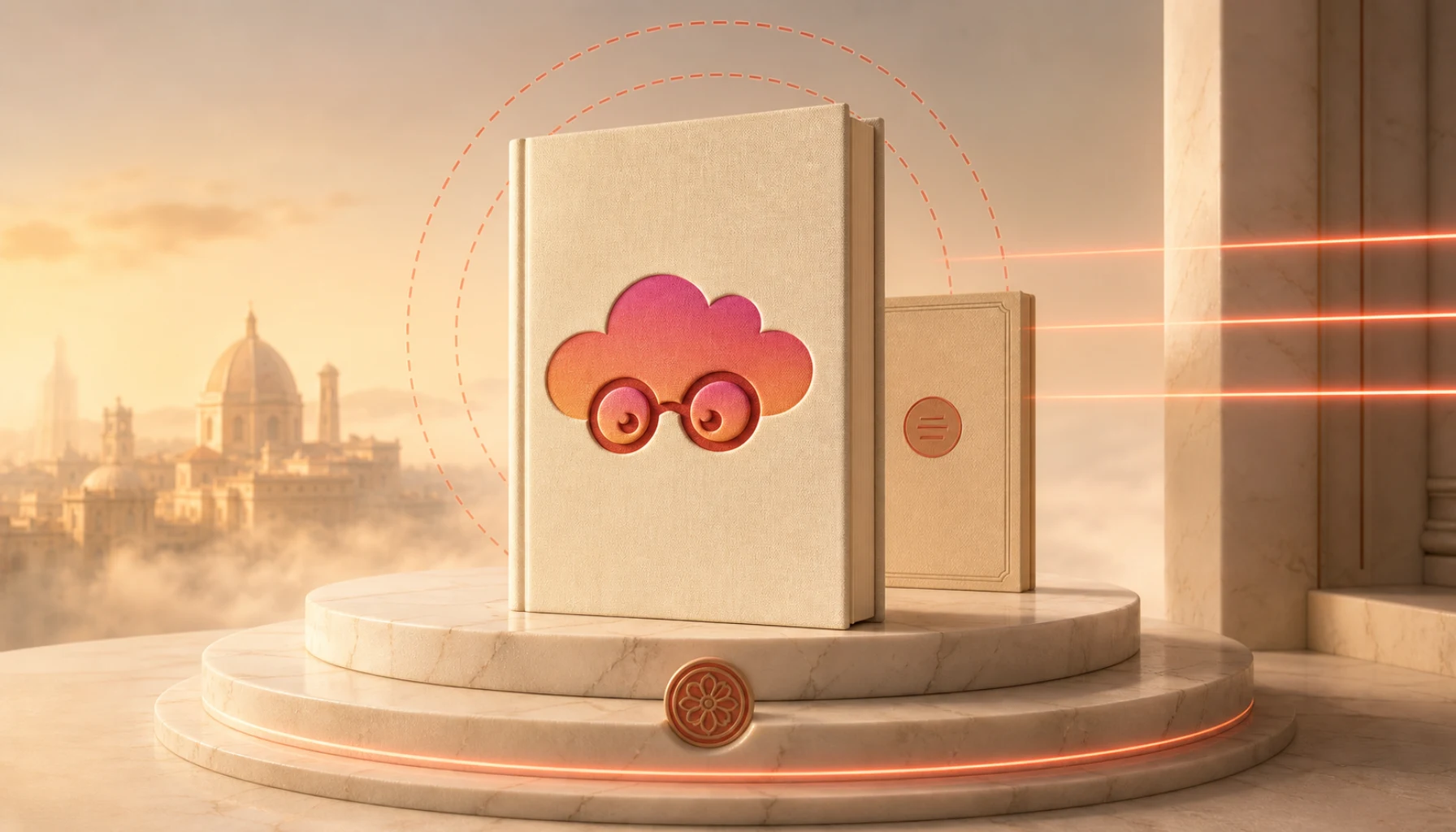 The AI Operations Playbook on a cream marble plinth