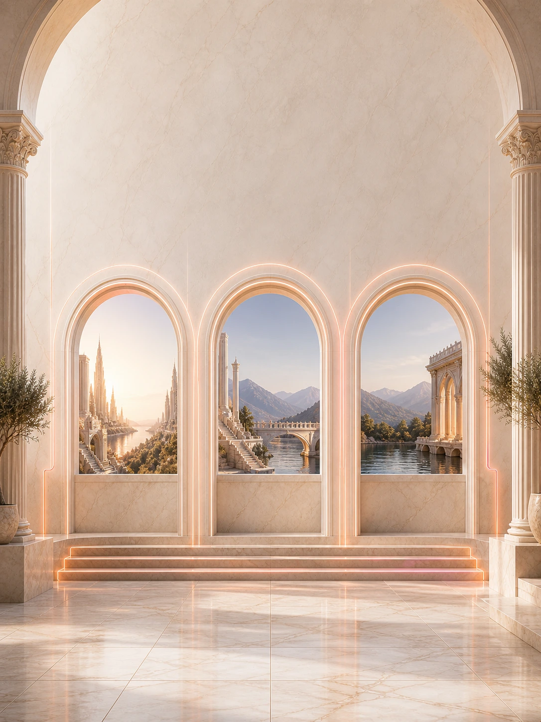 Arched window gallery framing CloudNSite case studies for AI agents and workflow automation.